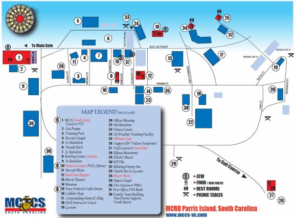 Map of Parris Island Marine Corps Recruit Depot